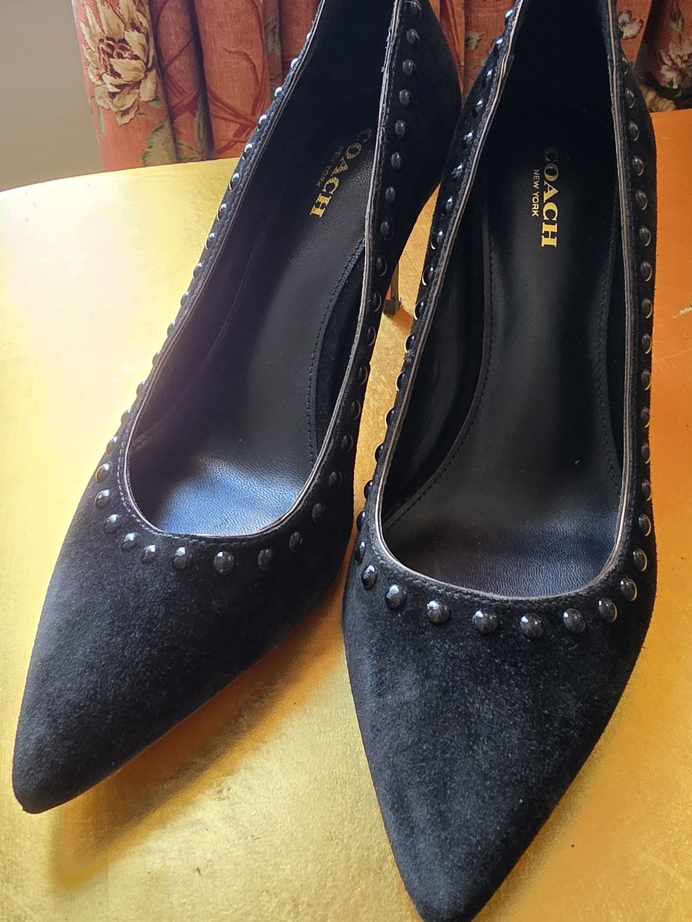 COACH Black Rivets Pointed-Toe Women's Pumps